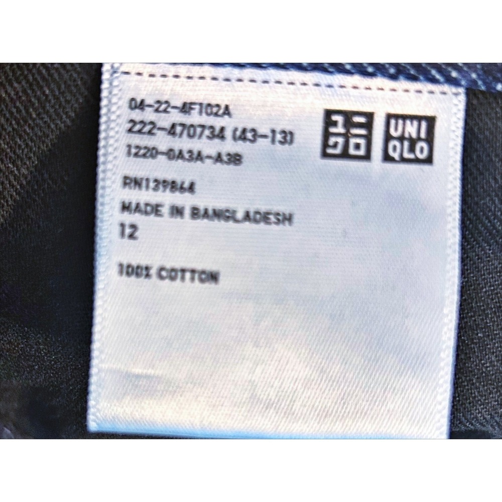Uniqlo Denim Midi Jean Skirt 12 L Dark Blue High Waist Cotton Country Western - Picture 5 of 6